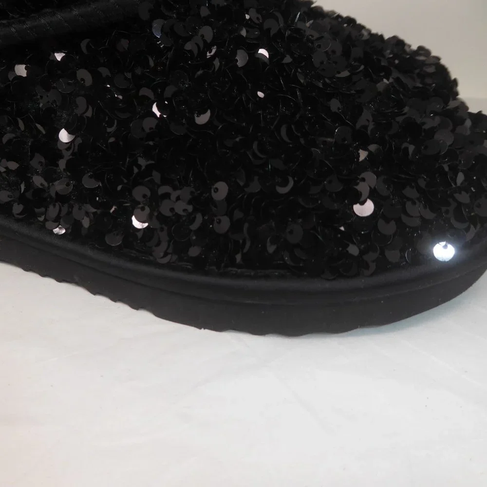 UGG Kids Black Sequin Classic Short Boot